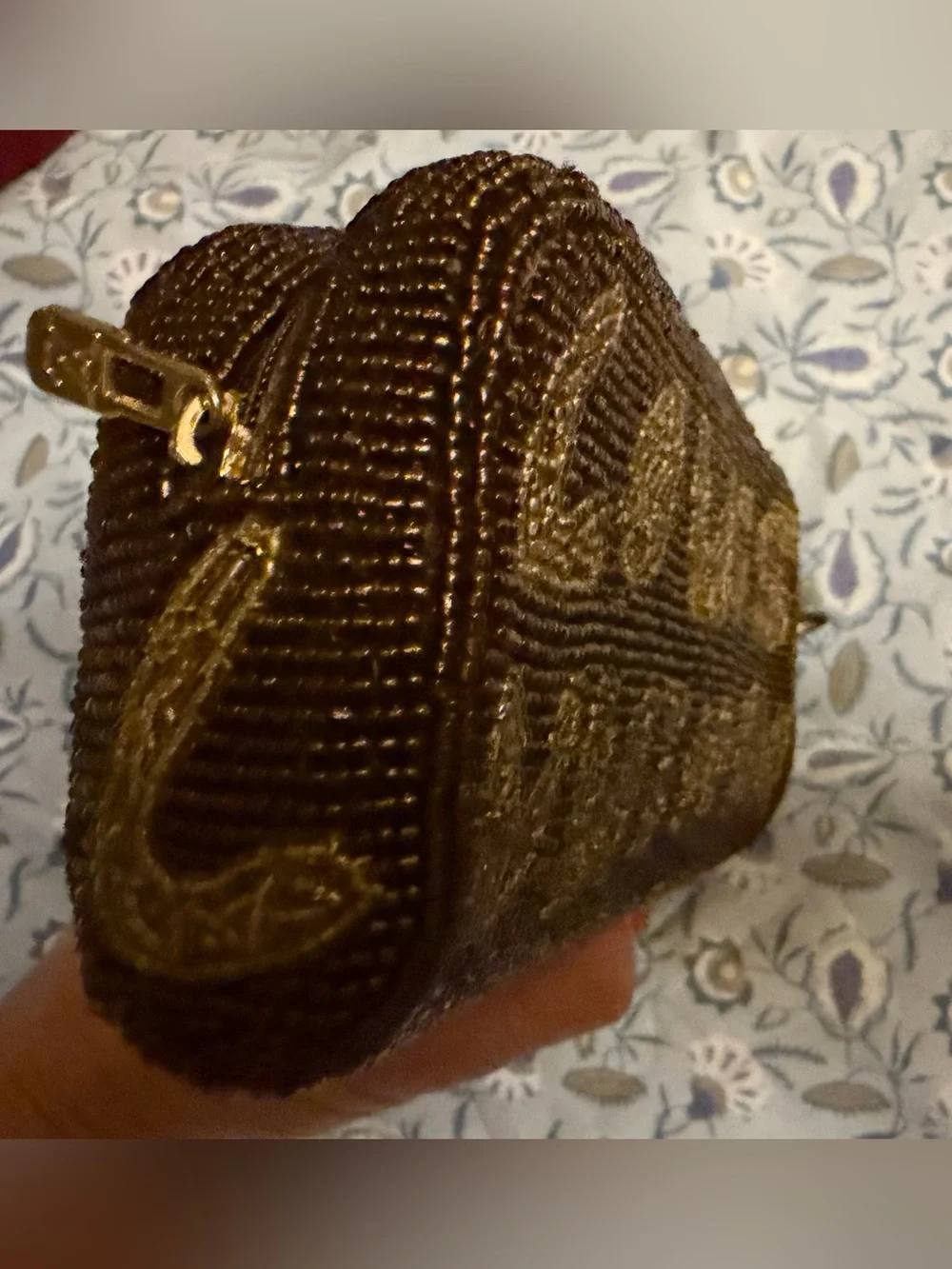 Louis Vuitton purse satchel make up case. Beaded beautifully with strap and gold